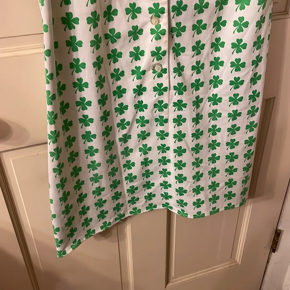 Vintage 1970s White Shamrock Irish Dress. Size: 12 USED! - Picture 8 of 9